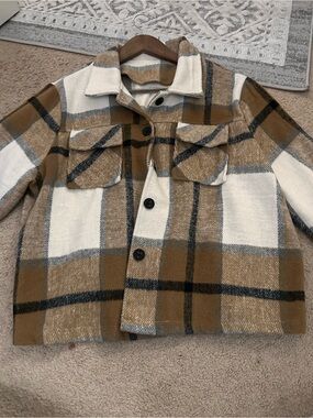 Plaid Shacket - Camel, Cream & Black